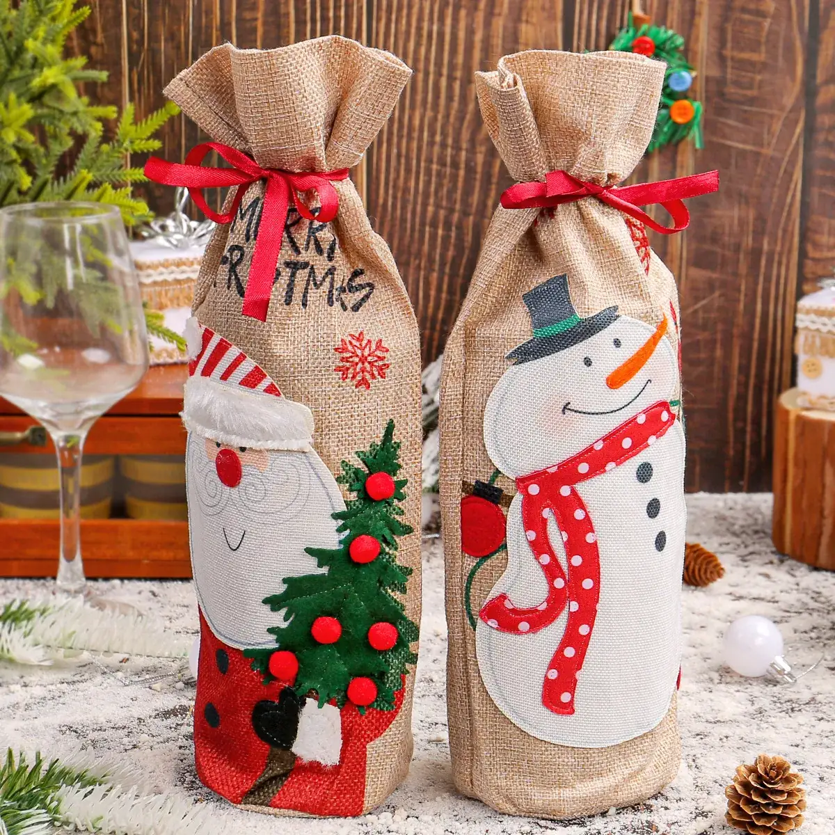 Jingchen Snowman Wine Set Christmas Decor - Image 4