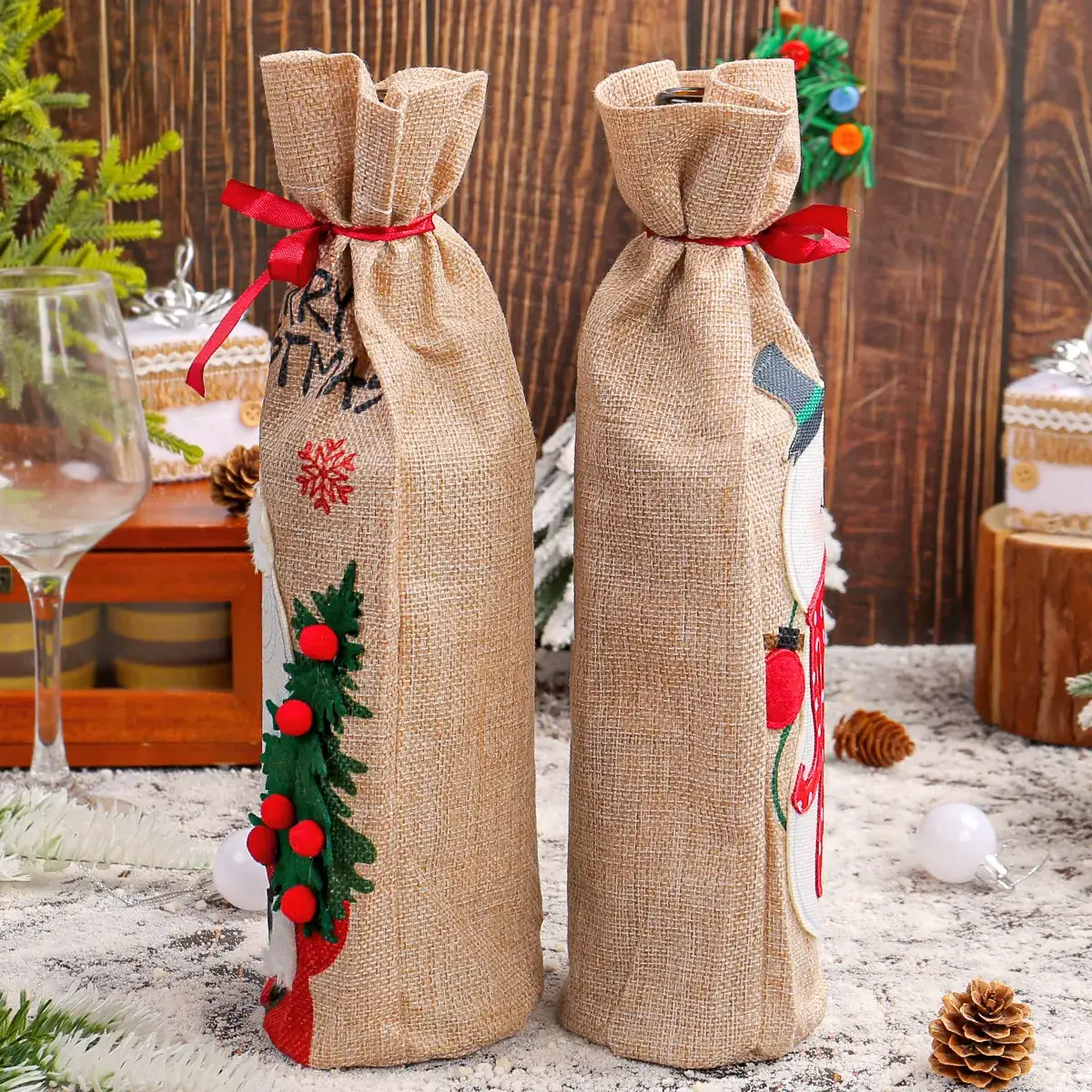 Jingchen Snowman Wine Set Christmas Decor - Image 5
