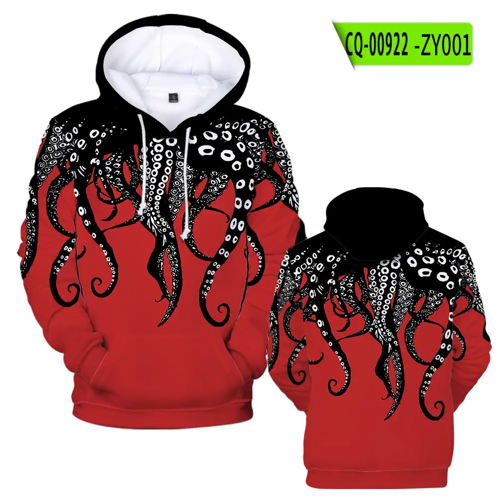 Men's Red Flame Hoodie Set with Hooded Neck