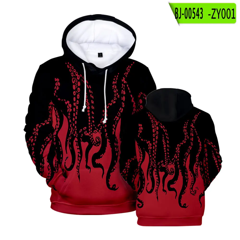 Men's Red Flame Hoodie Set with Hooded Neck