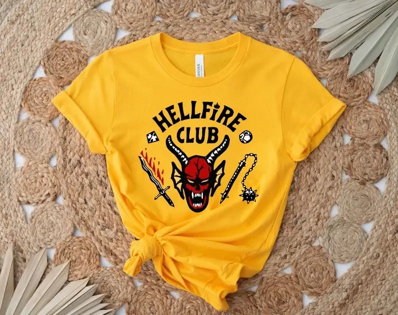Hellfire Club Graphic T-Shirt Black White Short Sleeve - Image 3