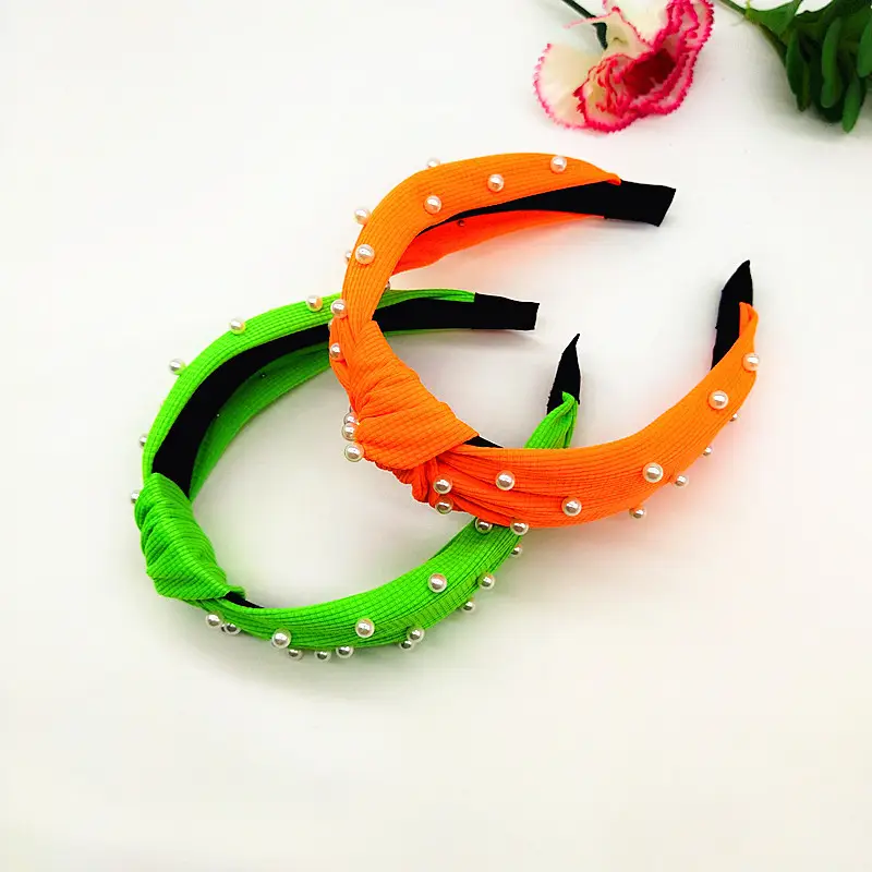 Fluorescent Pearl Headband with Wide Edge Design - Image 7
