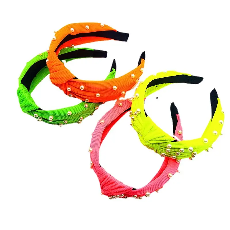 Fluorescent Pearl Headband with Wide Edge Design - Image 9