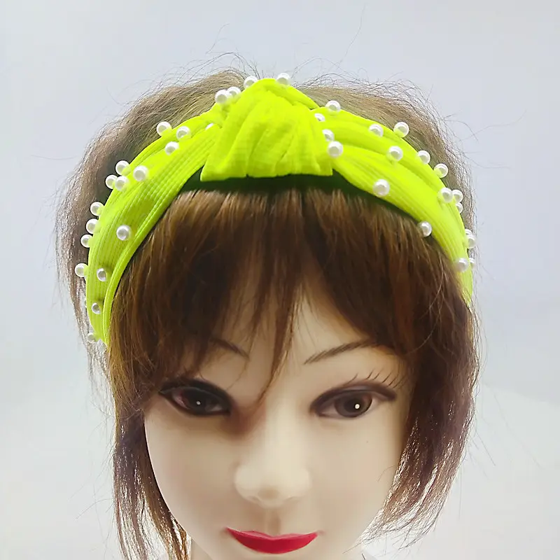 Fluorescent Pearl Headband with Wide Edge Design - Image 3