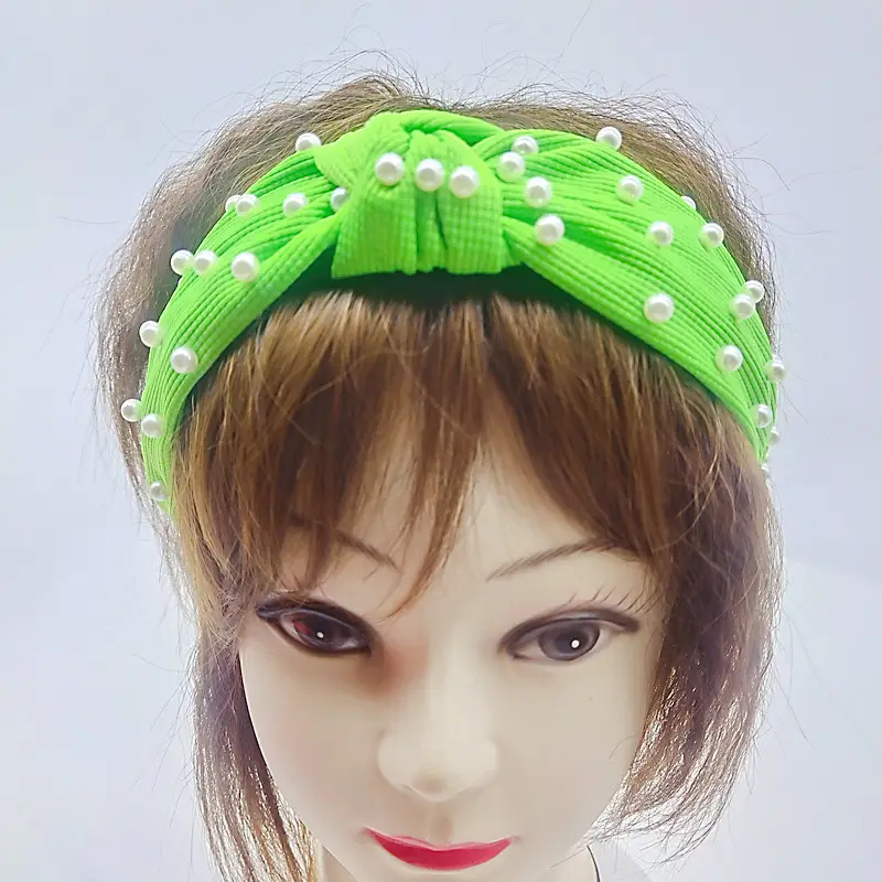 Fluorescent Pearl Headband with Wide Edge Design - Image 4