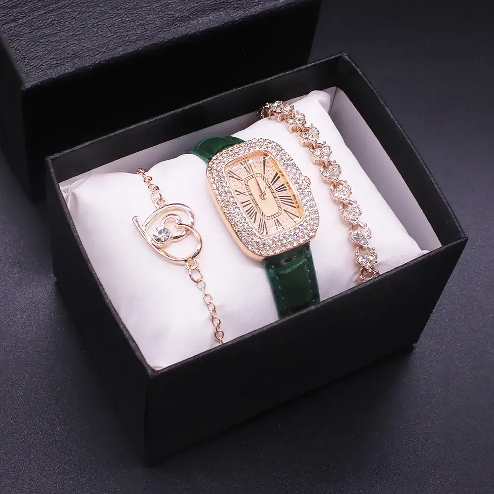 Cross-Border Quartz Watch Set for Women with Diamonds - Image 2