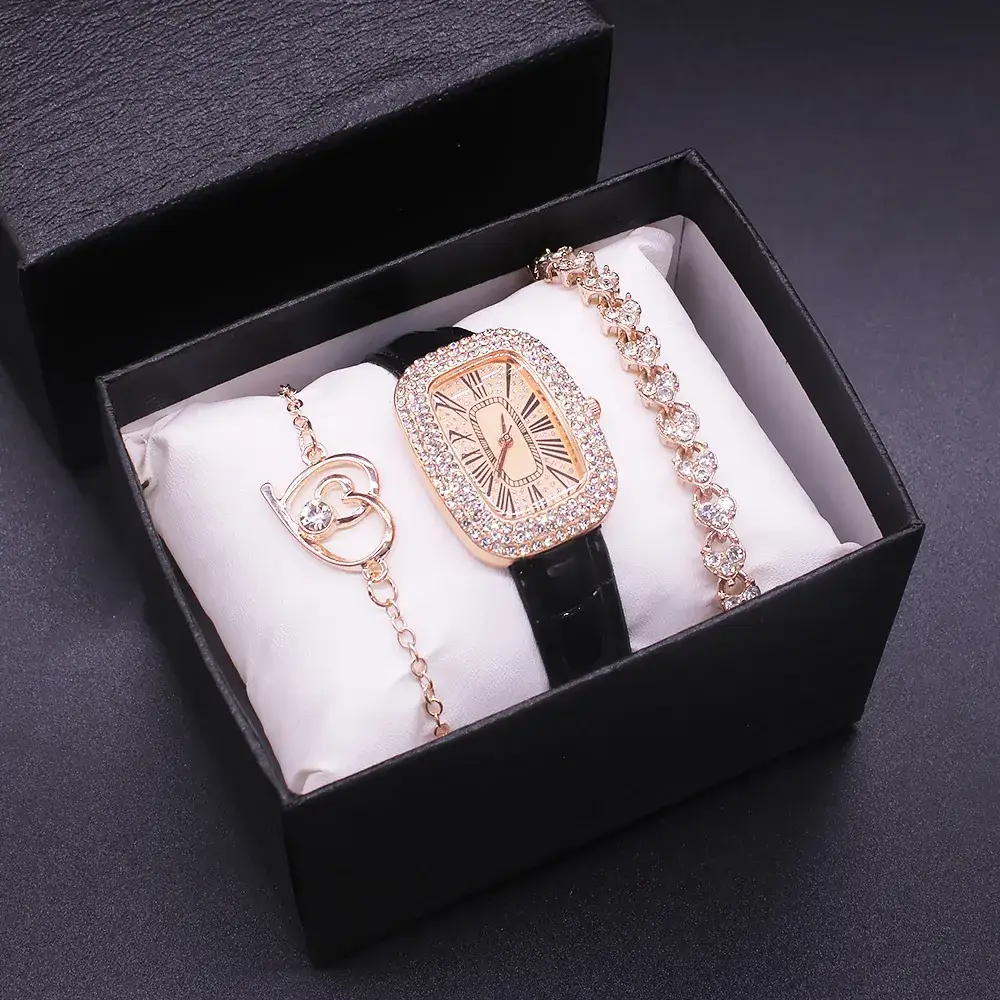 Cross-Border Quartz Watch Set for Women with Diamonds - Image 3