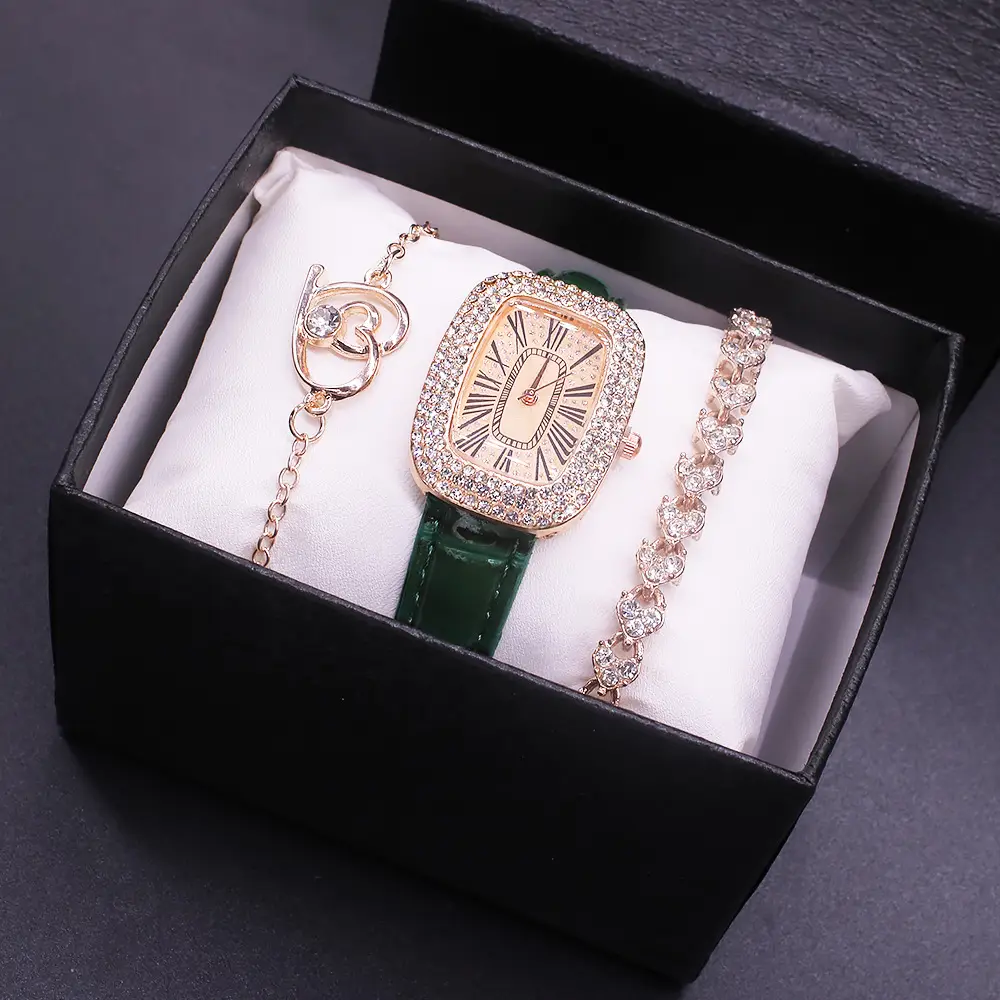Cross-Border Quartz Watch Set for Women with Diamonds — feature 9