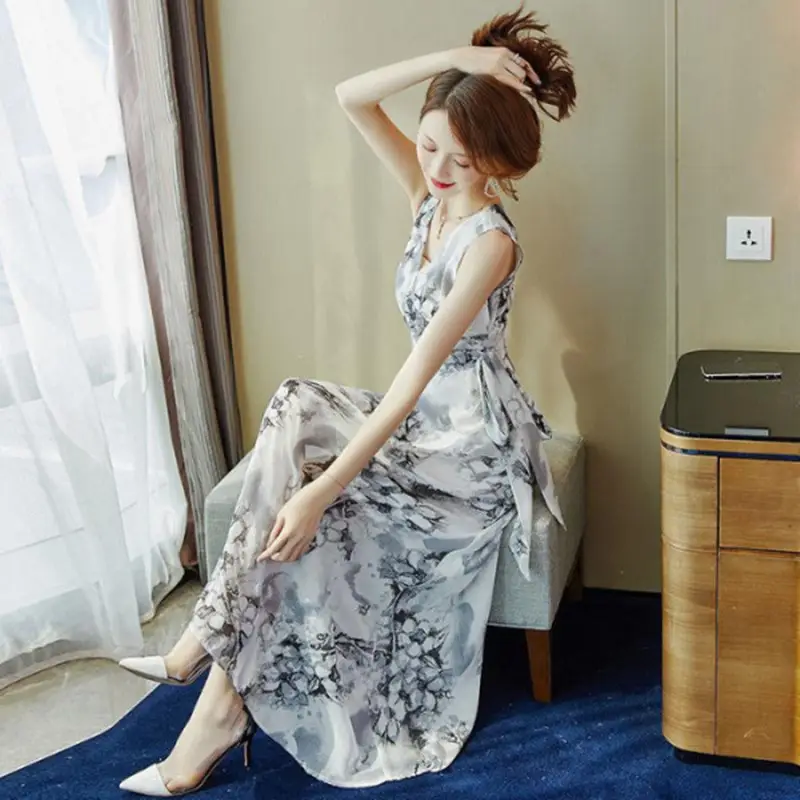 Beach Dress Long Floral Waist Tie Summer 2026
