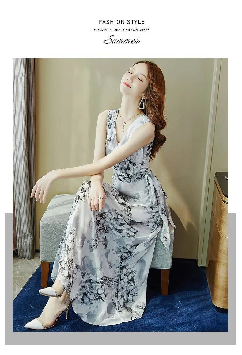 Beach Dress Long Floral Waist Tie Summer 2026 — feature 7