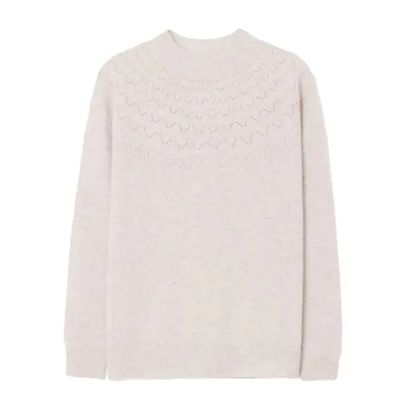 Women's Blue Knit Half Turtleneck Woolen Sweater