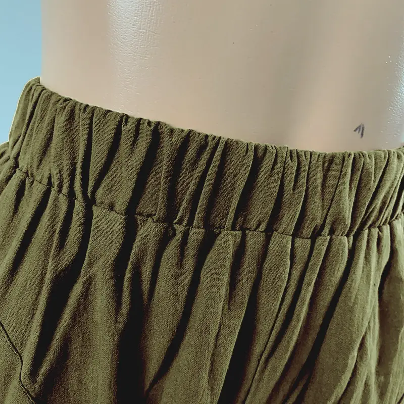 Women Linen Radish Cropped Pants Plus Size Maroon — feature 24