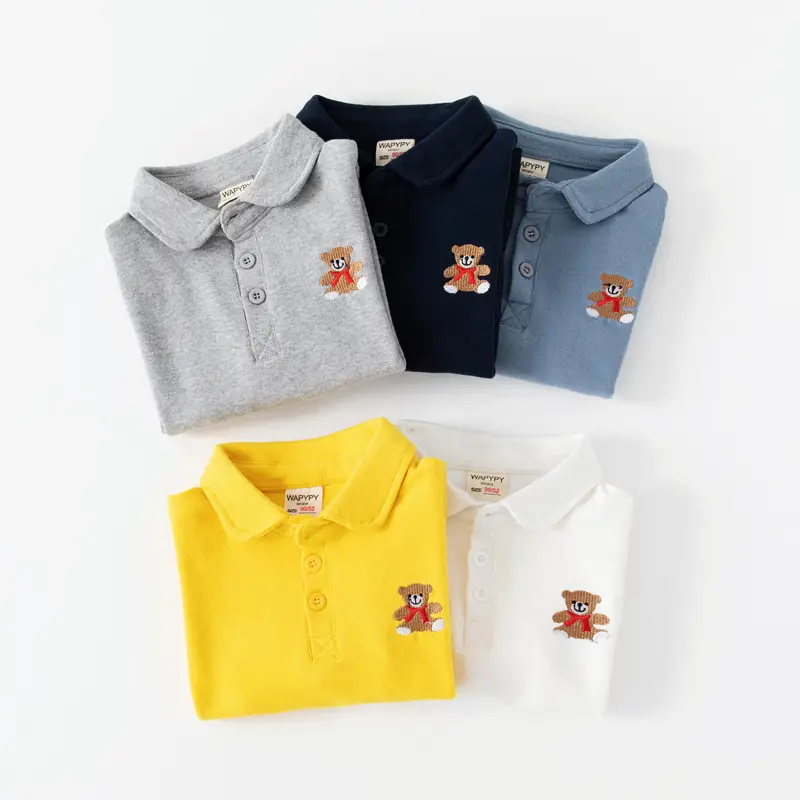 Kids Navy Polo Shirt 2023 New Autumn Boys Embroidered - Image 7