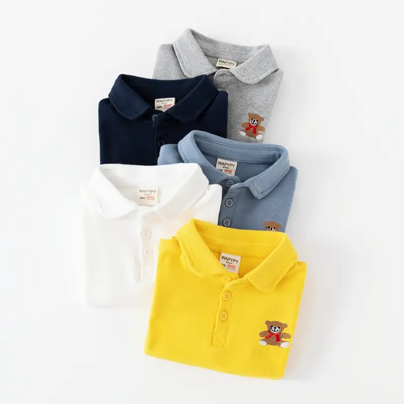 Kids Navy Polo Shirt 2023 New Autumn Boys Embroidered - Image 8