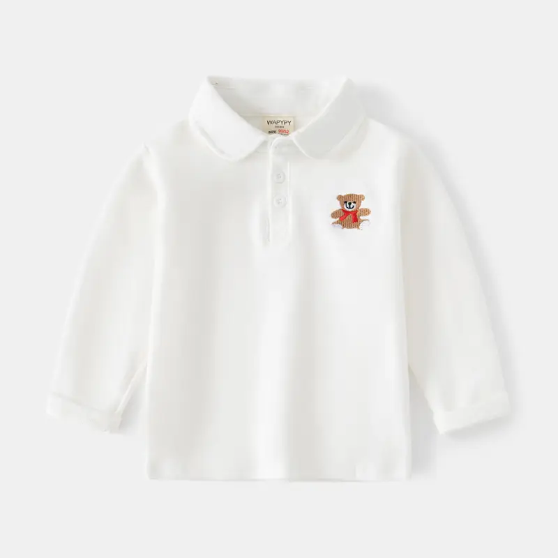 Kids Navy Polo Shirt 2023 New Autumn Boys Embroidered - Image 4