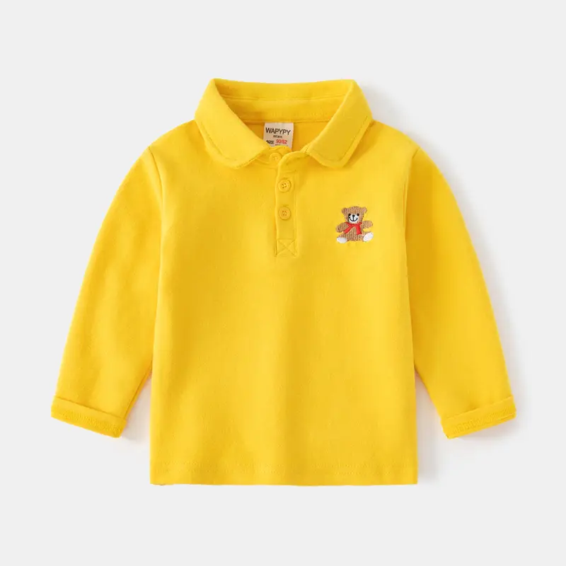 Kids Navy Polo Shirt 2023 New Autumn Boys Embroidered - Image 5