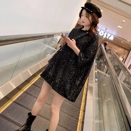 Mid-Length Sequined T-Shirt for Women Silver - Image 3