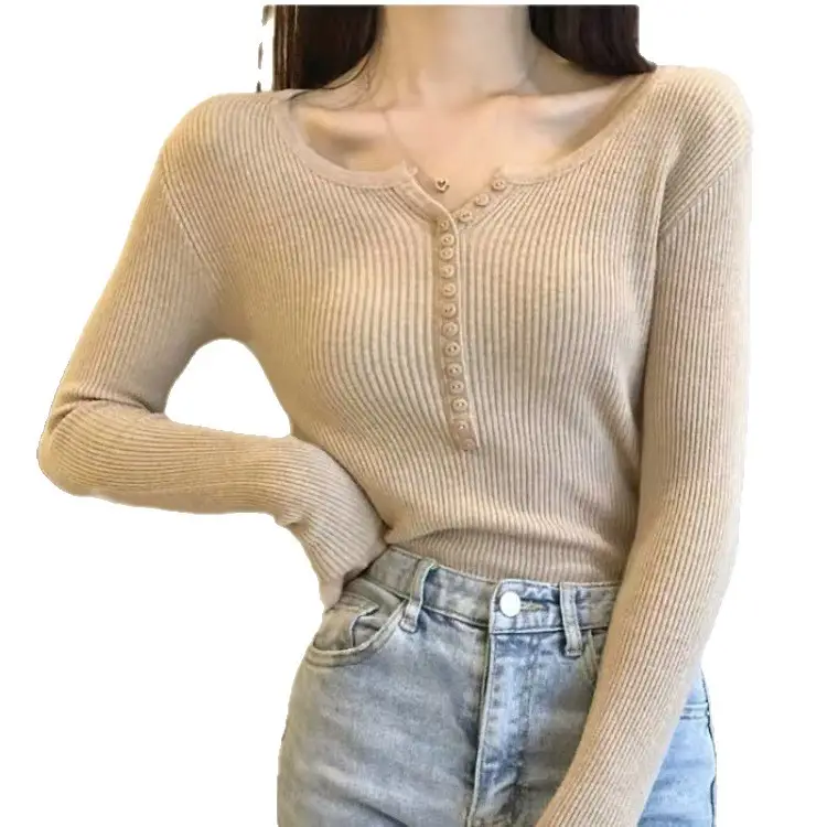 Women Knitted V-Neck Long Sleeve Top 2025 - Image 15