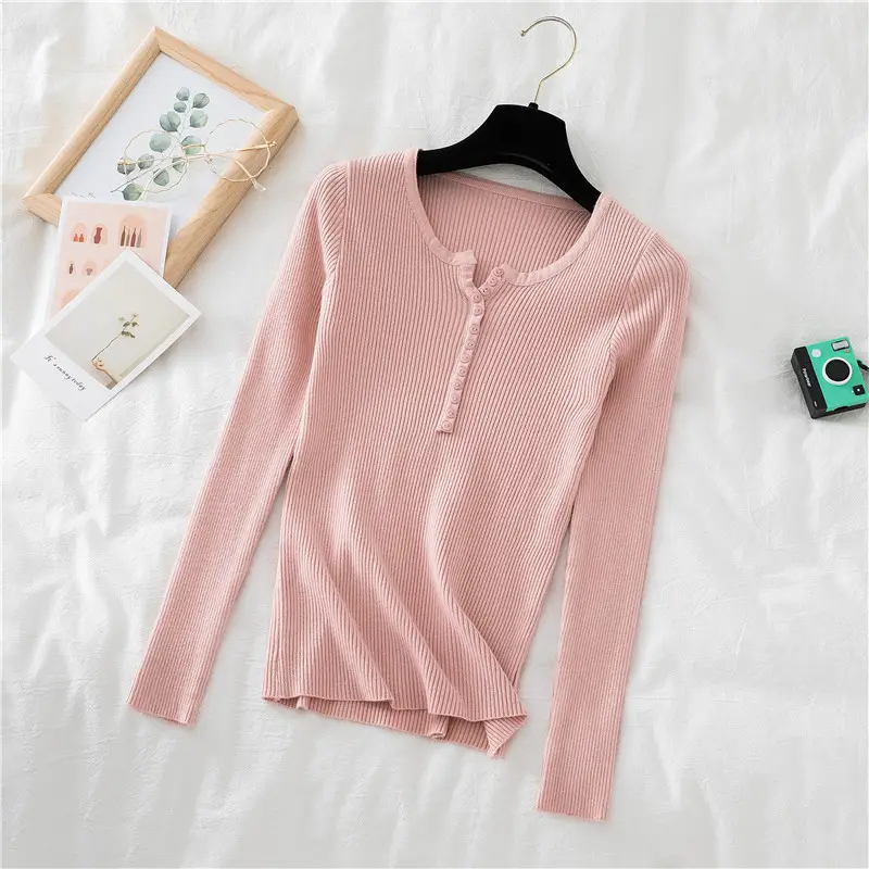 Women Knitted V-Neck Long Sleeve Top 2025 - Image 3