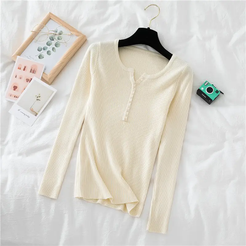 Women Knitted V-Neck Long Sleeve Top 2025 - Image 4