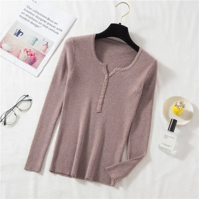 Women Knitted V-Neck Long Sleeve Top 2025 - Image 5