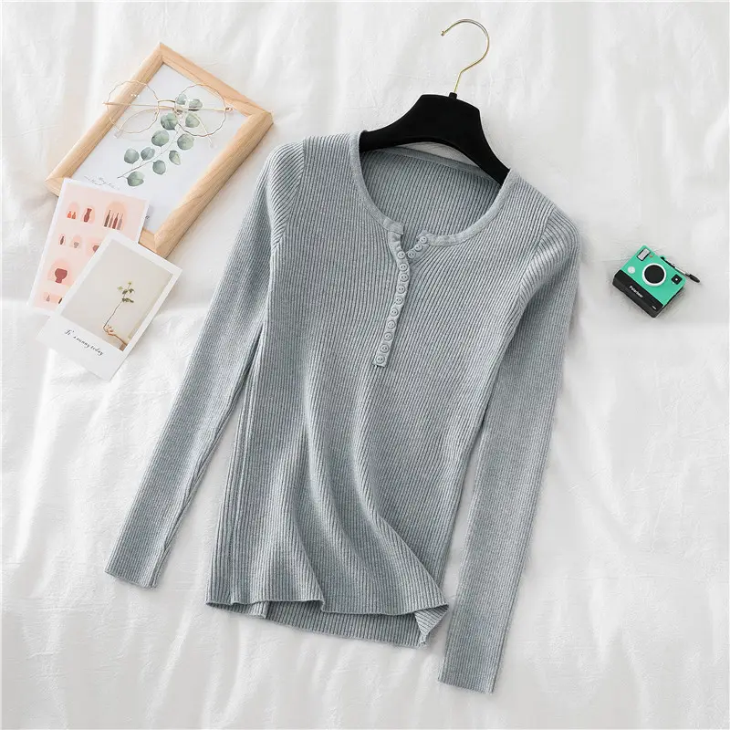 Women Knitted V-Neck Long Sleeve Top 2025 - Image 7