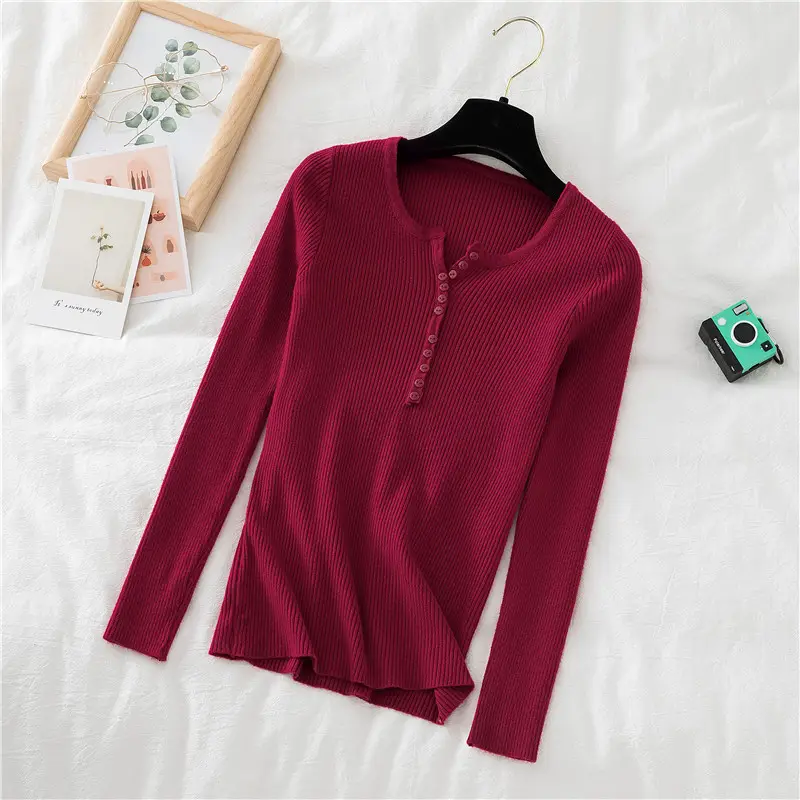 Women Knitted V-Neck Long Sleeve Top 2025 - Image 9