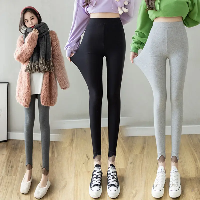 Women Grey Lace Tights Winter Warm 100kg Large