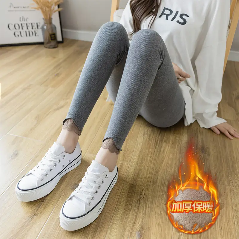 Women Grey Lace Tights Winter Warm 100kg Large