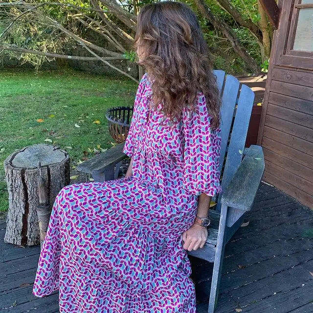 2023 Geometric Print Puff Sleeve Dress Plus Size Women - Image 7