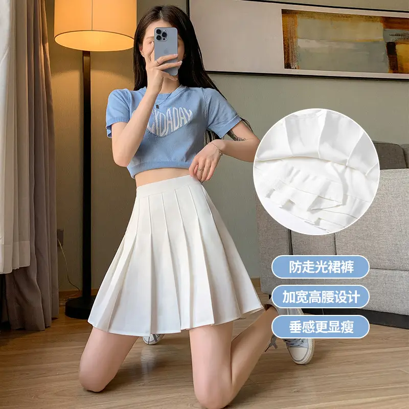 Women's Black Pleated Skirt High Waist Spring Summer Korean Style Large - Image 10