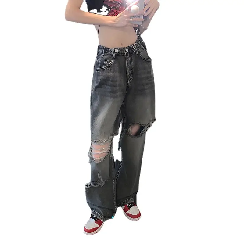 Women High Waist Ripped Jeans 2022 Slimming Plus Size - Image 6