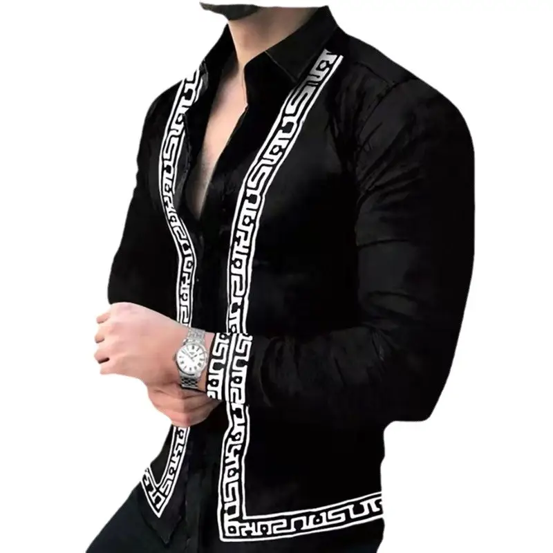 European Station Men's Printed Long Sleeve Shirt Tan - Image 14