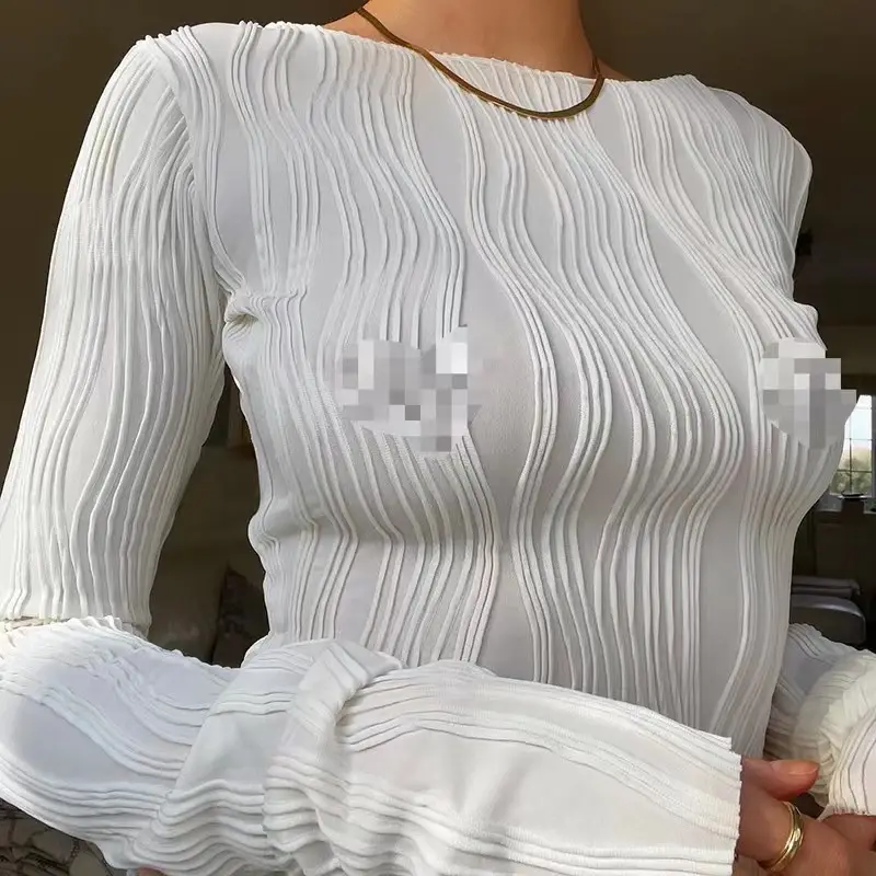 Women's White Patchwork Long Sleeve Top 2025 — feature 20