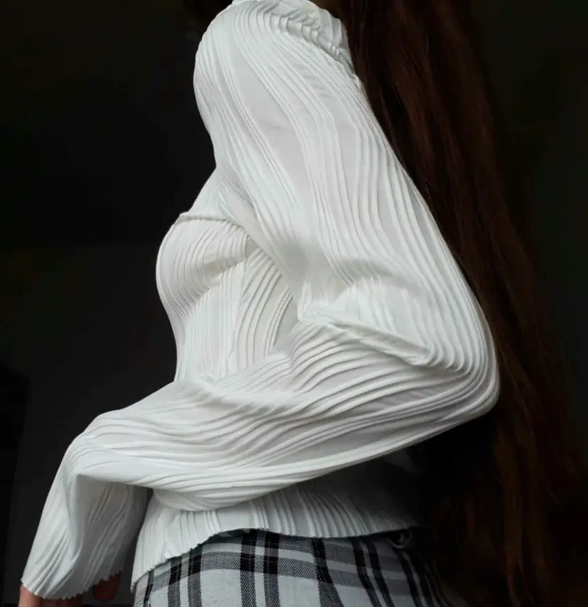 Women's White Patchwork Long Sleeve Top 2025 — feature 16