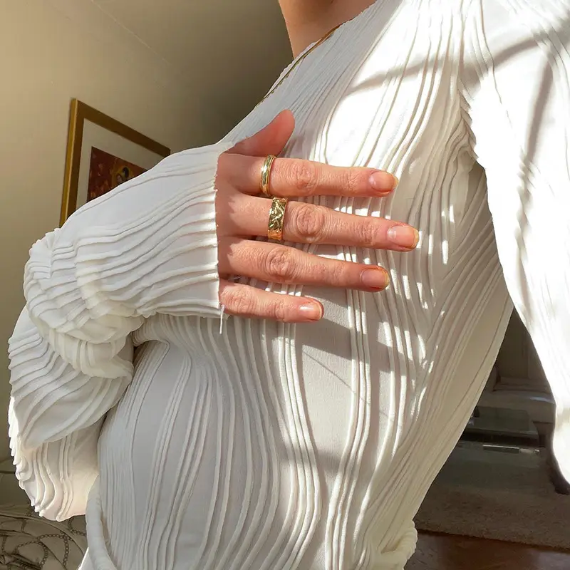 Women's White Patchwork Long Sleeve Top 2025 — feature 21