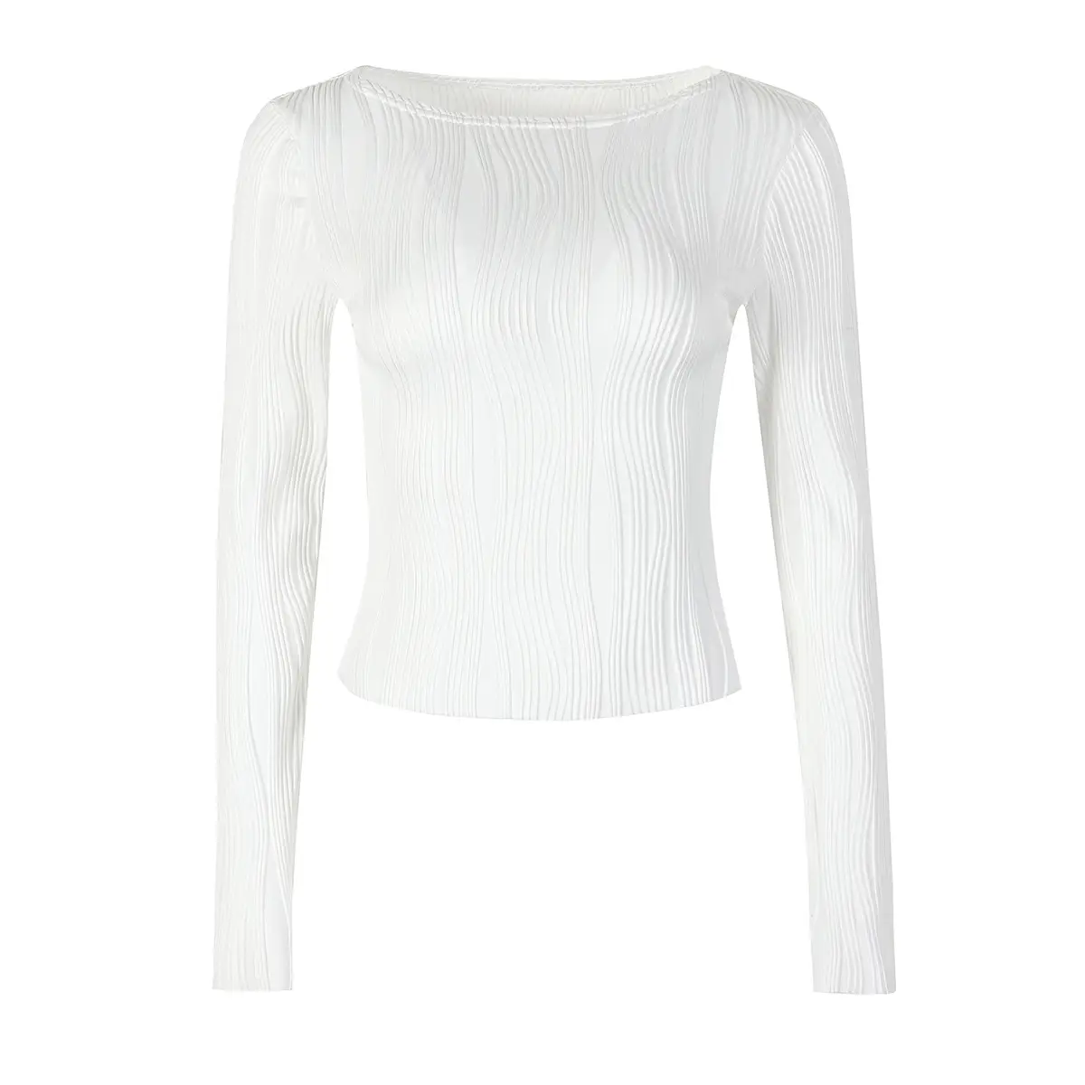 Women's White Patchwork Long Sleeve Top 2025 — feature 6