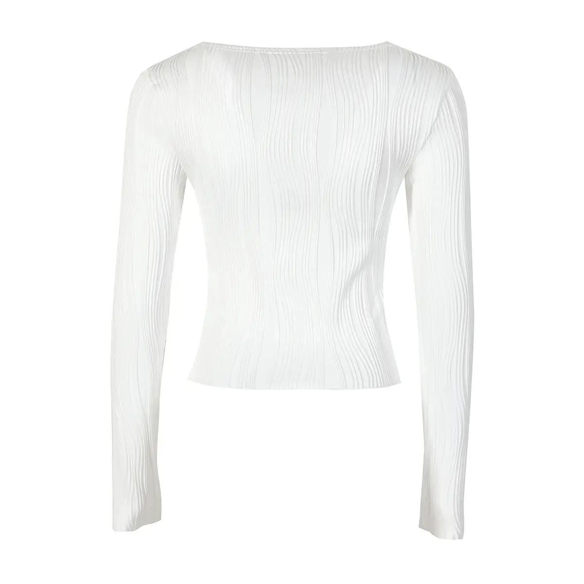 Women's White Patchwork Long Sleeve Top 2025 — feature 7