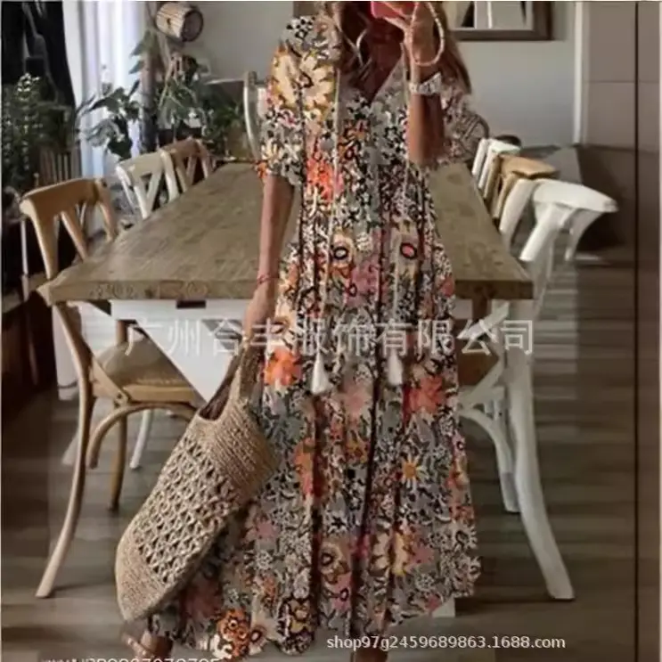 Women's Printed Sleeveless Mid-Length Dress Blue Patterned - Image 23