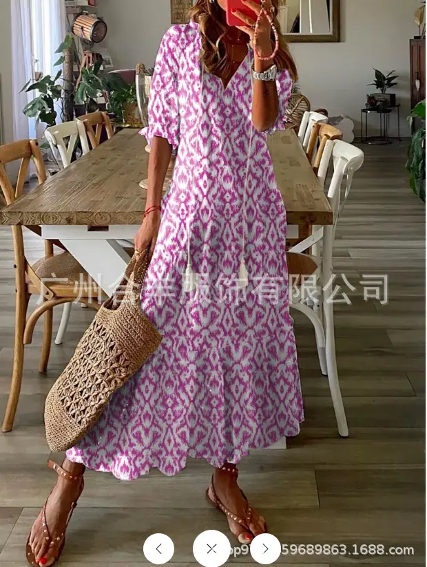 Women's Printed Sleeveless Mid-Length Dress Blue Patterned - Image 2