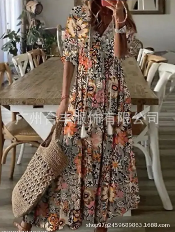 Women's Printed Sleeveless Mid-Length Dress Blue Patterned - Image 4
