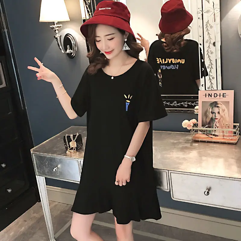 Maternity Black Cotton T-Shirt 2022 New Korean Style - Image 7
