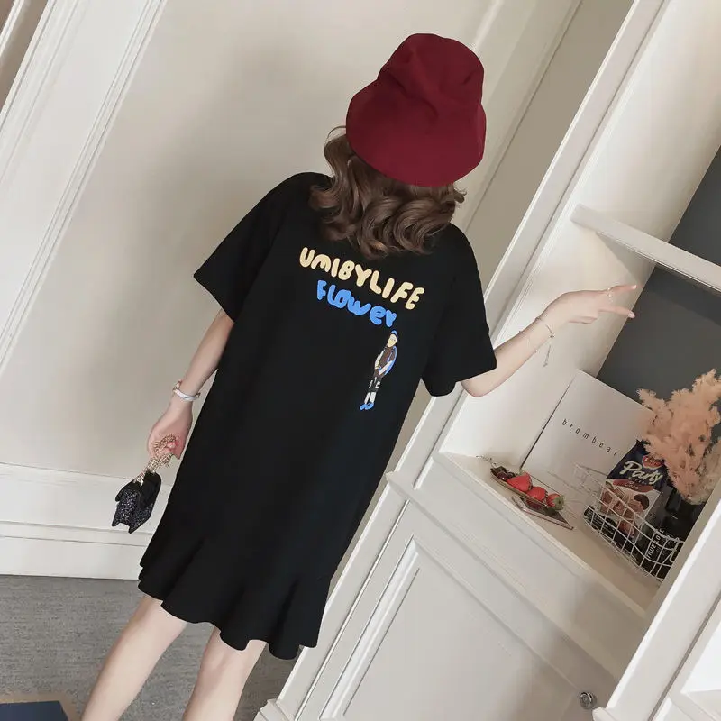 Maternity Black Cotton T-Shirt 2022 New Korean Style - Image 8