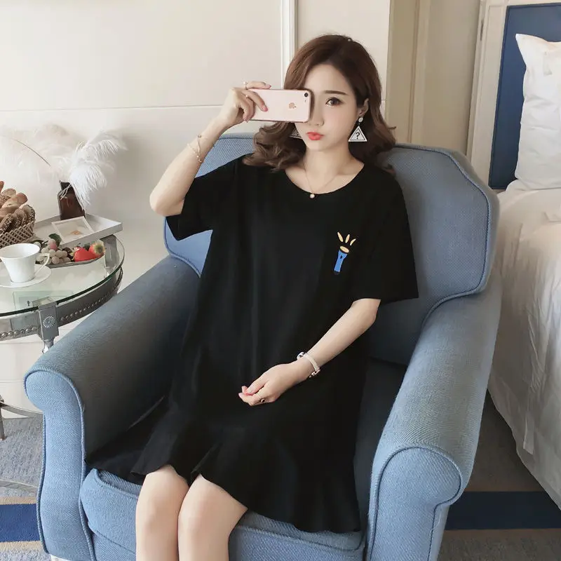 Maternity Black Cotton T-Shirt 2022 New Korean Style - Image 9