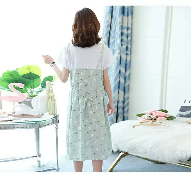 Maternity Dress Pink Floral Fake Two Piece Summer — feature 28