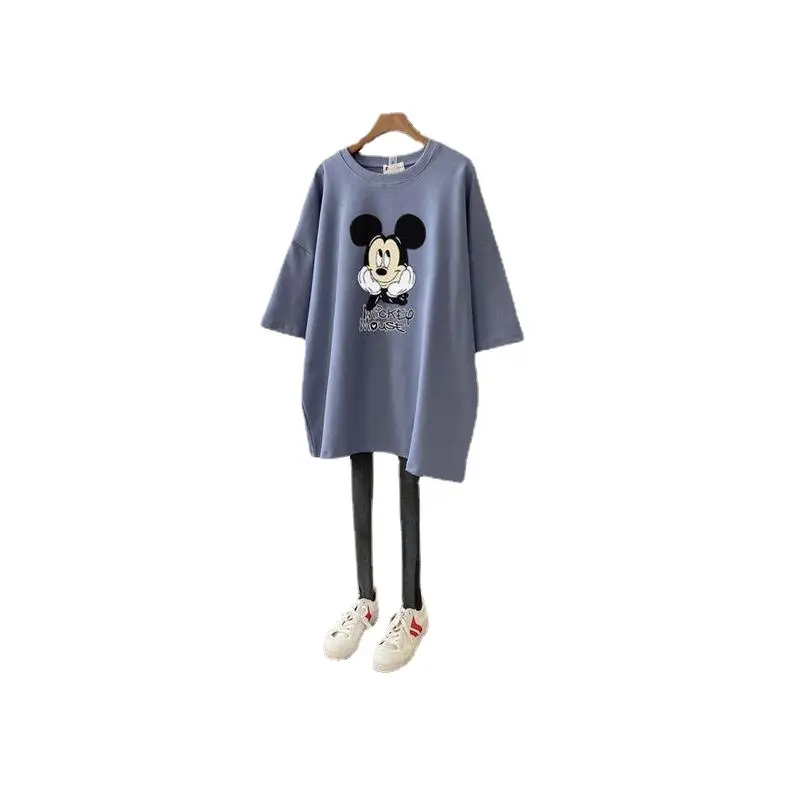 Pregnant Women Cotton Mickey Printed T-Shirt White