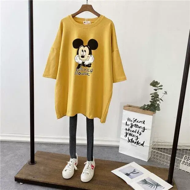 Pregnant Women Cotton Mickey Printed T-Shirt White — feature 13