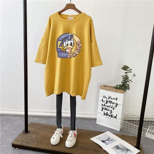 Pregnant Women Cotton Mickey Printed T-Shirt White — feature 18