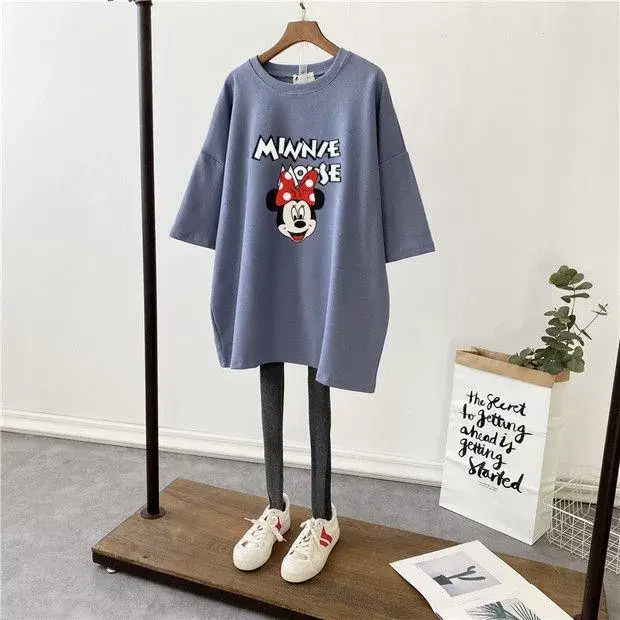 Pregnant Women Cotton Mickey Printed T-Shirt White — feature 9