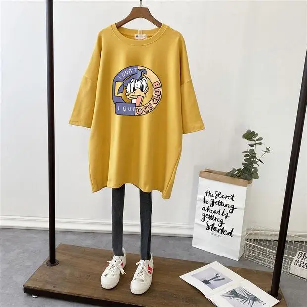 Pregnant Women Cotton Mickey Printed T-Shirt White